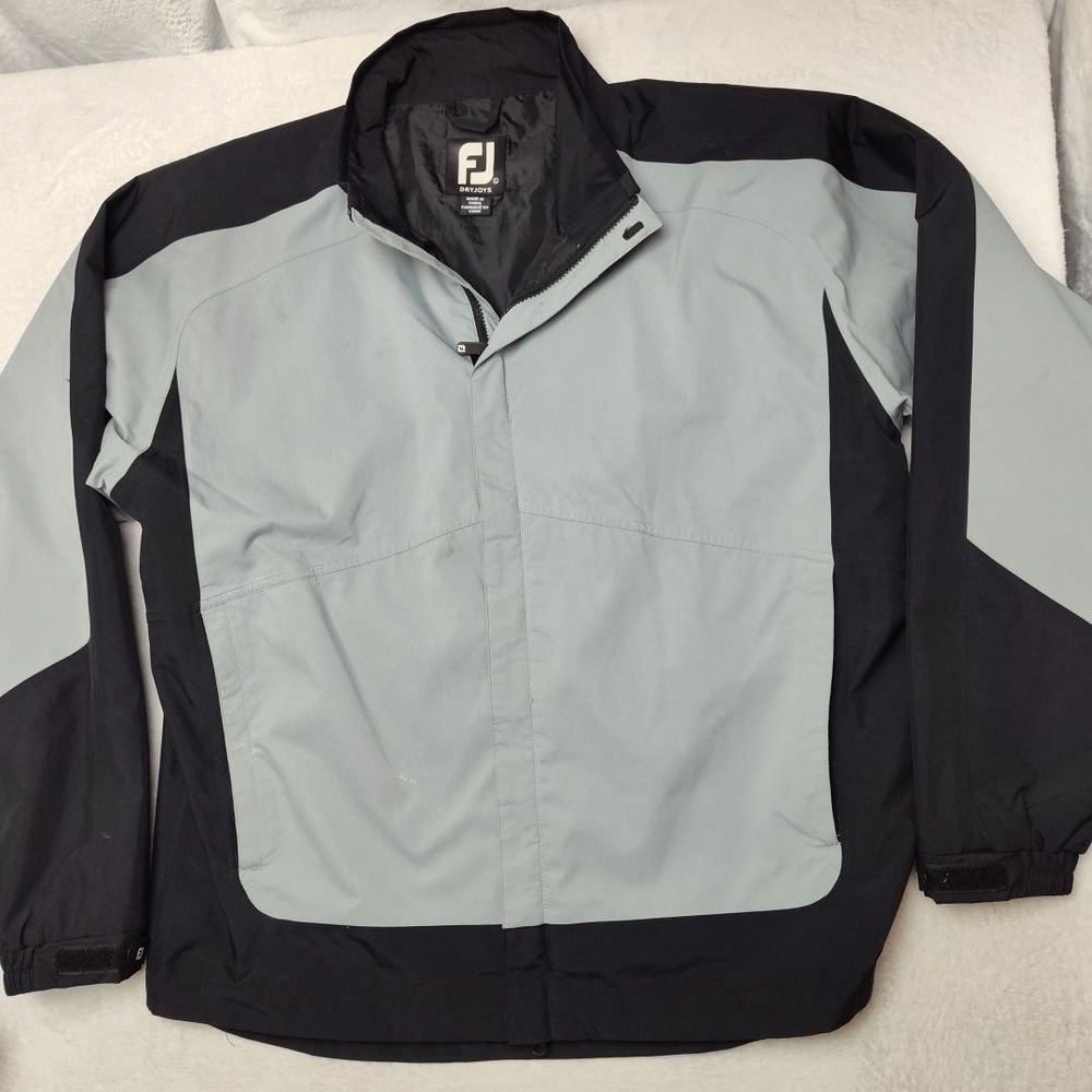 FootJoy Jacket Mens L Gray DryJoys Windbreaker Waterproof Full Zip Lined Pockets